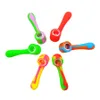 Portable Silicone tabac fumer Cigarette tuyau eau narguilé Bong Portable Shisha main cuillère tuyaux outils avec bol en verre