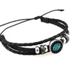 Constellation Zodiac Barcelet Weave Mehrschichtige Wickelarmbänder Armband Manschettenknöpfe für Damen Herren Glas Cabochon Schmuck