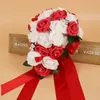 Günstige Rose Foam Hochzeit Brautsträuße handgemachte Blumen künstliche Rose Hochzeit liefert Braut mit Blumen Brosche Bouquet CPA1575