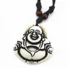 Fashion entier 12pcslot simulation os sculpture osseuse Maitreya Bouddha Statue Pendentif Collier pour hommes femmes enfants enfants