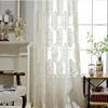 Europäische klassische Beflockungsschirme Beige Weiß Halbschattiger Tüll Fensterbehandlungen Sheer Panels Vorhang für Wohnzimmer wp011-40