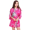 12 couleurs soie Satin Floral Robe de nuit femmes Kimono vêtements de nuit courts imprimer soie tache fleur peignoir C5116