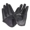 Fashion Lady Woman Tight Half Palm Gloves Imitation Leather Five Finger Black6604201