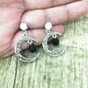 Black Lava Stone Long Tassel Moon Earrings Necklace DIY Aromatherapy Essential Oil Diffuser Dangle Earings Jewelry Women