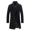 Long Oversized Mens Trench Coat 2017 Winter Single Breasted Causal Jacket Plus Size Slå ner Collar Male Overcoat 3XL 4XL 5XL