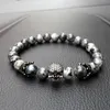 Buddha Bracelet Men CZ Skull Charm India Labradorite 8mm Natural Stone Light Beads Bracelet For Men Handmade Jewelry1575756