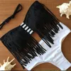 Biquinis Swimwear Sexy Kobiety Tassel Swimsuit Push Up Bikinis Zestaw Fringe Beach Nosić Leopard Drukuj Bandeau Kostium kąpielowy