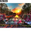 Zhui Star Full Square Drill 5D DIY Diamond Painting "Amsterdam Bridge" 3D Broderi Set Cross Stitch Mosaic Decor Present Vip