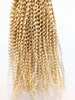 Brazilian Human Virgin Kinky Curly Hair Extensions Remy Blonde 613# Color Hair bulks 2-3Bundles For Full Head