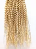 Brasilianska Human Virgin Kinky Curly Hair Extensions Remy Blonde 613 # Färg Hårlotter 2-3Bunderna för Full Head