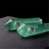 희귀 한 여섯 프리즘 녹색 플루오르 라이트 크리스탈 포인트 치료 치유 지팡이 담배 파이프 담배 파이프 손 광택 천연 Fluorite 스톤 파이프