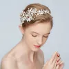 Nowy srebrny liść opaska na głowę Bridal Tiara Pearls Wedding Hair Crown Akcesoria Moda Kobiet PROM WŁOSKIE Ręcznie robiona biżuteria