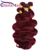 Estensioni di capelli di bugundy colorate Body Wave Human Hair Peruvian Vergine trama 3 fasci non trasformati 99J vino rosso wavy remy human weaves