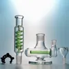 Freezable Big Glass Bong Inline Perc Build A Bong Blue Green Condenser Coil Water Pipe 14mm Female Joint Oil Dab Rig ILL06