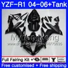 Body + Tank för Yamaha YZF R 1 YZF-1000 YZF 1000 YZFR1 04 05 06 232HM.0 YZF1000 YZF-R1 04 06 YZF R1 2004 2005 2006 Fairing Factory Gloss Black