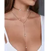 wholesale Tendance larme goutte d'eau Y forme longue chaîne collier avec bling clair CZ pour les femmes sexy fille bijoux de mariage délicats