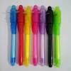 200pcs Magic 2 w 1 UV Light Combo Creative Spiratery Invisible Ink Pen popularny losowy kolor