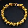 Solid Beaded Lantern Bracelet Yellow Gold Filled Punk Mens 7.87" Wrist Chain High PolishedLink Link