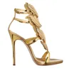 2017Top Marke Sommer Neue Design Frauen Mode Billig Gold Silber Red Leaf High Heel Peep Toe Kleid Sandalen Schuhe Pumps Frauen