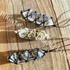 10Pcs Clear Quartz Crystal Necklace Hand Woven Rope Wrapped Natural Double Terminated Faceted Gemmy Quartz Pillar Point Pendant Luck Jewelry