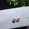 natural red ruby stone stud earrings S925 silver natural gemstone earrings Compact round girl women's offEarrings jewelry