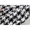 Wysokiej jakości nowy styl najwyższa jakość oryginalny design damski dwurzędowy klasyczna spódnica metalowe klamry pepitka tweed pakiet hip minispódniczka