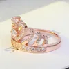 2017 Nueva joyería de moda anillos de boda Crwon para mujer Diamonique Cz anillo de fiesta de compromiso femenino relleno de oro rosa