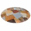 Coffee color background geometric pattern design round rug for bedroom living room coffee table, computer chair floor mat