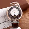 New Bovet Amadeo Fleurier Grand Complications Virtuoso Rose Gold Skeleton White Dial Mens Watch Brown Leather Strap Sports Watches2568