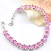 5 pcs luckyshine classic pink kunzite gems for womens square cubic zirconia chain bracelets russia australia bracelets bangle free shippin