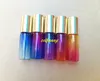 200pcs/lot 5ml Gradient Rainbow color Glass roll on bottle With Steel Roller bottle Essential oil cosmetic packing vial Bottles C2201