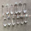 5PC Polished Clear Quartz Crystal Point Prism Wand Double Terminated Natural White Rock Crystal Quartz Mineral Healing Meditation Stone Wand