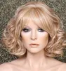 Värmesäker Human Hair Blend Curls Wavy Bonde Mix Wig WBSE 27-613 NWT