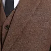 Harringbone brudgum tuxedos två knapp sida ventiler groomsmen blazer högkvalitativa män affärsmiddag prom kostym (jacka + byxor + slips + väst) nr: 167