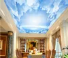 Personnalisé 3d plafond peintures murales de papier peint ciel bleu et nuages ​​blancs plafond peinture murale décorative 3d papier peint de la chambre
