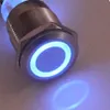 16mm Angel Eye Metalen Drukknop Schakelaar met Socket Blauw LED-licht 1NO 1NC Zelfvergrendelingsschakelaar voor DC 12V Auto Universal