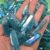 10 PCS Azul Aura Titânio Clear Quartzo Pingente Natural Raw Cristal Varinha Ponto Áspero Reiki Cura Prisma Cluster Colar CRAFT CRAFT