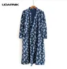 Homens Robe Kimono Yukata Pijamas Algodão Macio Japonês Roupão Roupão Nightwear Folhas Imprimir Nova Moda 904-872