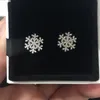 Autentyczne 925 Sterling Silver Shiny Snowflakes Kolczyk Logo Podpis Oryginalne pudełko Zestaw do Pandora Biżuteria Stud Kolczyk Kobiety Kolczyki