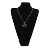 Stainless Steel Iced Out 23 No Pendant Bling Bling Rhinestone Crystal Men's Hip hop Pendant Necklace Chain Drop 261h