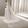 Nova chegada de alta qualidade marfim branco três metros longos dois camadas tule acessórios de casamento véus com pente