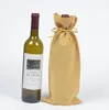 Jute Wine Bottle Bags Drawstring Pouch 15cmx37cm Gift Bag Wedding and Festivals Decoration Favor holder free shipping