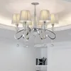 Modern Crystal Parlor Living Room Chandelier Luxury Polished Chrome Hotel Chandeliers Fabric Dining Room Restaurant Hanging Lamp