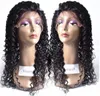 Ny Ankomst Human Virgin Remy Brazilian Hair Lace Front Full Lace Curly Wigs 130% Desnity Naturlig Svart Färg
