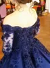 Robes de Quinceanera bleu marine à épaules dénudées Robe de bal à manches longues Robe de bal rouge foncé Corset en satin Dos violet Sweet 16 Dress