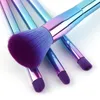 Gradient Makeup Brush Set 4pcs Colorful Plating Handle Facial Beauty Tools Eyeliner Powder Lip Make up Brushes Kit with Cosmetic Bag