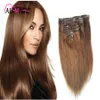 Clip In 100% Remy Extensions de Cheveux Humains # 60 Blond Platine 8 "-24" Grade 8A Qualité Tête Complète 7pcs 16clips Court Doux Soyeux Droit