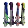 Silicone Pipes Nectar Collector Pen NC Kit 14mm Joint with metal glass ceramic Nails Silicone tube happywater in stock