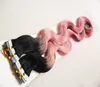 T1B/Pink Ombre Tape in Hair Extension 100G 40pc body wave Skin Weft Tape in Hair Extensions Human Remy Colored Hair Extensions