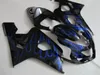 7 Geschenke Verkleidungsset für Suzuki GSXR600 GSXR750 04 05 K4 Aftermarket GSX-R600/750 2004 2005 Verkleidungsset mit schwarzen blauen Flammen MY89